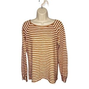 J.Crew Mustard Yellow White Striped Long Sleeve Top Small